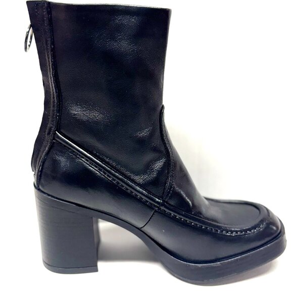 MIZ MOOZ SOFT LEATHER HEELED BOOTS BACK ZIP 37EU / 7US BLACK Z-121 - Picture 4 of 5